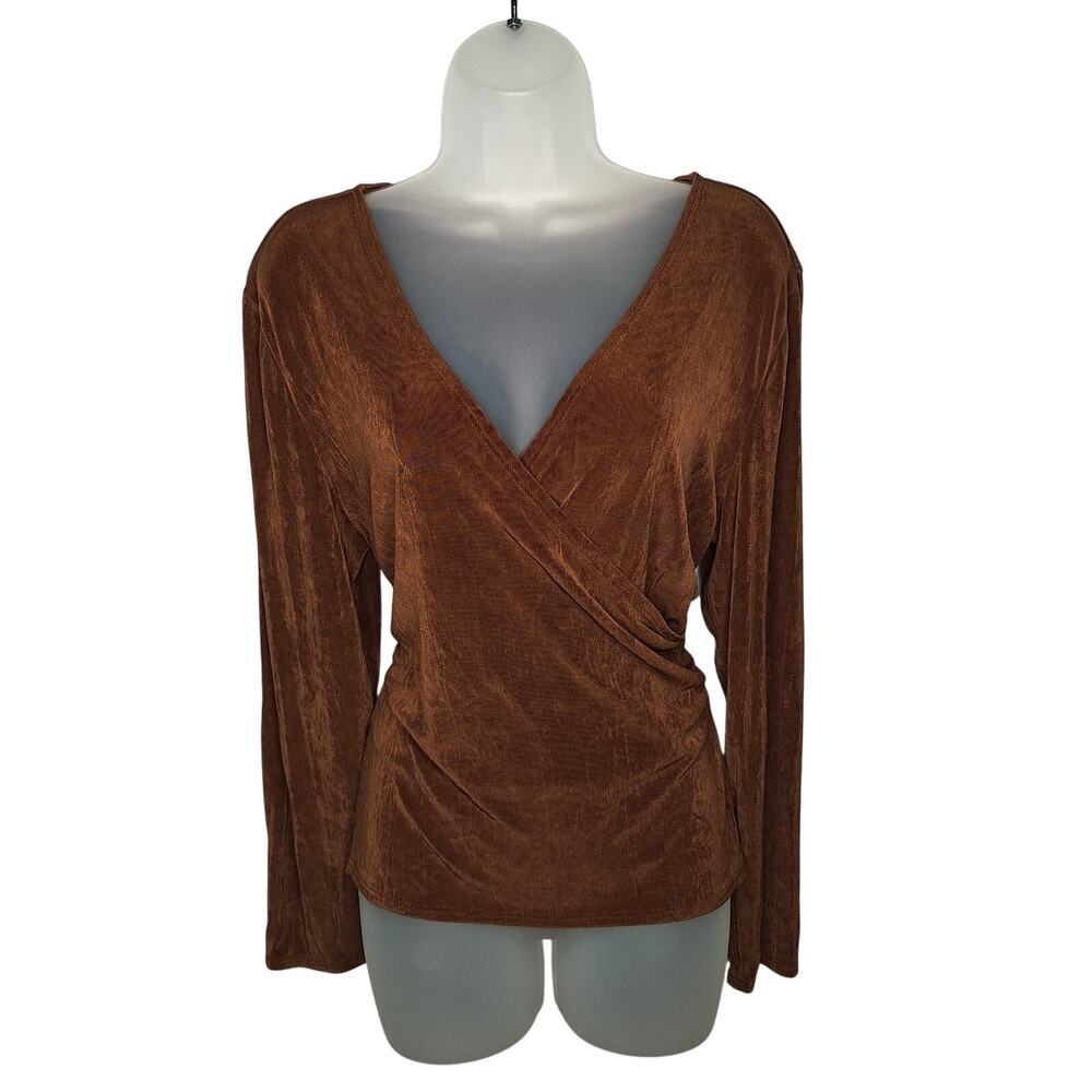 Vintage Patricia Wolf Wrap Top XL Slinky Western Cowgirl Southwestern Texas